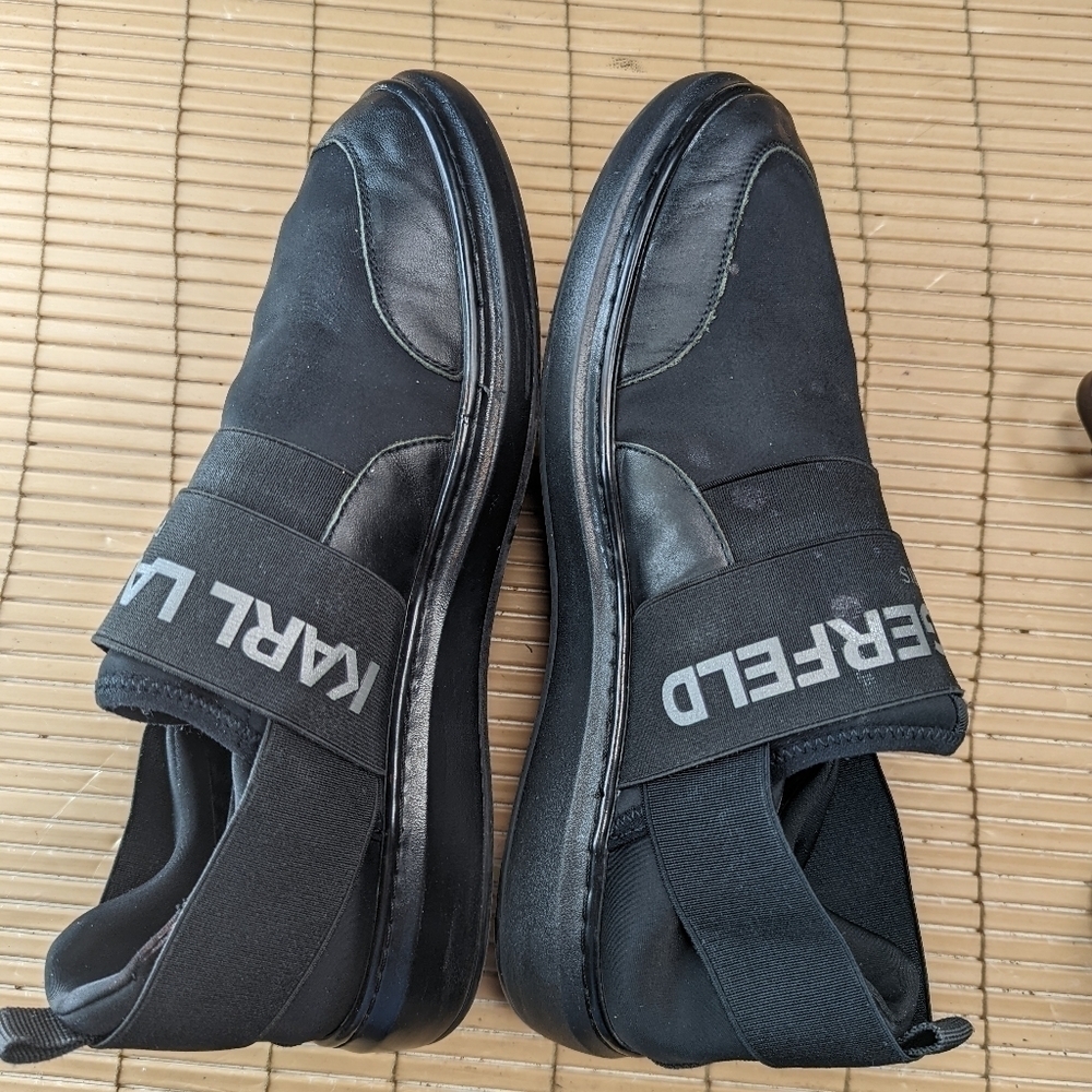 Karl Lagerfeld Paris Men's Black Logo-Strap Neoprene Slip-On Sneakers Shoes 10 M - Picture 5 of 11